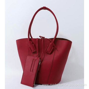 Custom casual simple women shoulder hand bag ladies vegan tan leather shopper tote big handbag